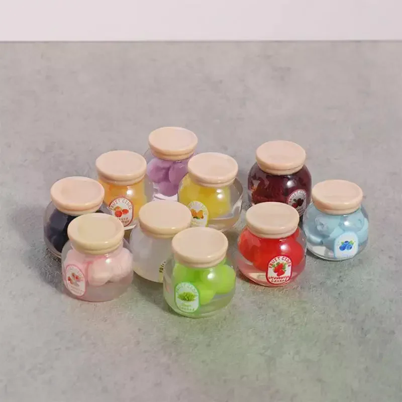 5Pcs Miniature Kitchen Decoration Dollhouse Simulation Fruit Candy Canned Jam Model Dolls House Accessories Toy
