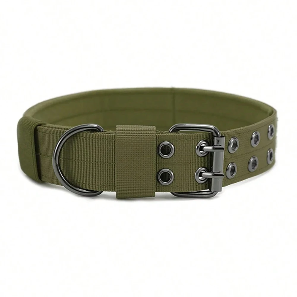 Verstellbares Militär-Hundehalsband mit Metall-D-Ring und Schnalle, Arbeitshundehalsband mit fünfstufiger Anpassung für mittelgroße und große Hunde – Detail 9