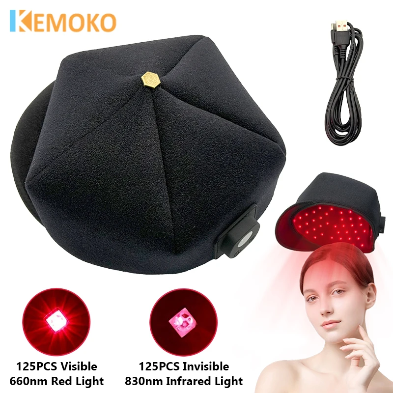 

New 125Pcs Infrared LEDs 660nm&850nm Red Light Therapy Growth Cap for Hair Regrowth Anti Hair Loss Relax Scalp Hair Care Hat