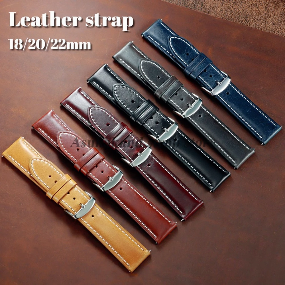 18mm 20mm 22mm cinturino in pelle cerata olio vintage nero per Seiko per Rolex cinturino strato di testa cinturino in pelle di vacchetta cinturino da uomo