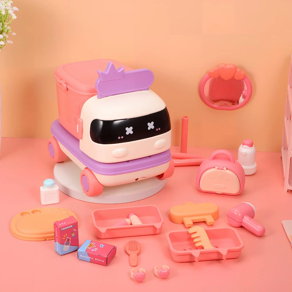 WizKidz Ensemble de Jouets de Voiture Transformable 2 en 1 et Maison de Maquillage de Rangement pour Filles de 1 à 3 Ans avec Accessoires Réalistes.