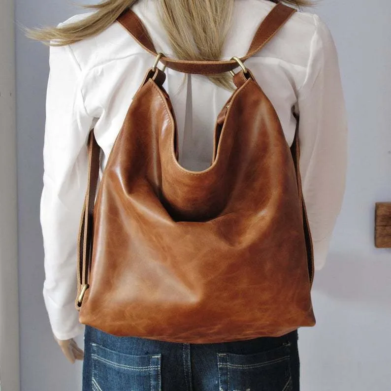 

Европейская и американская ретро-масляная вощеная кожаная сумка через плечо, большая вместительная мягкая кожаная сумка через плечо