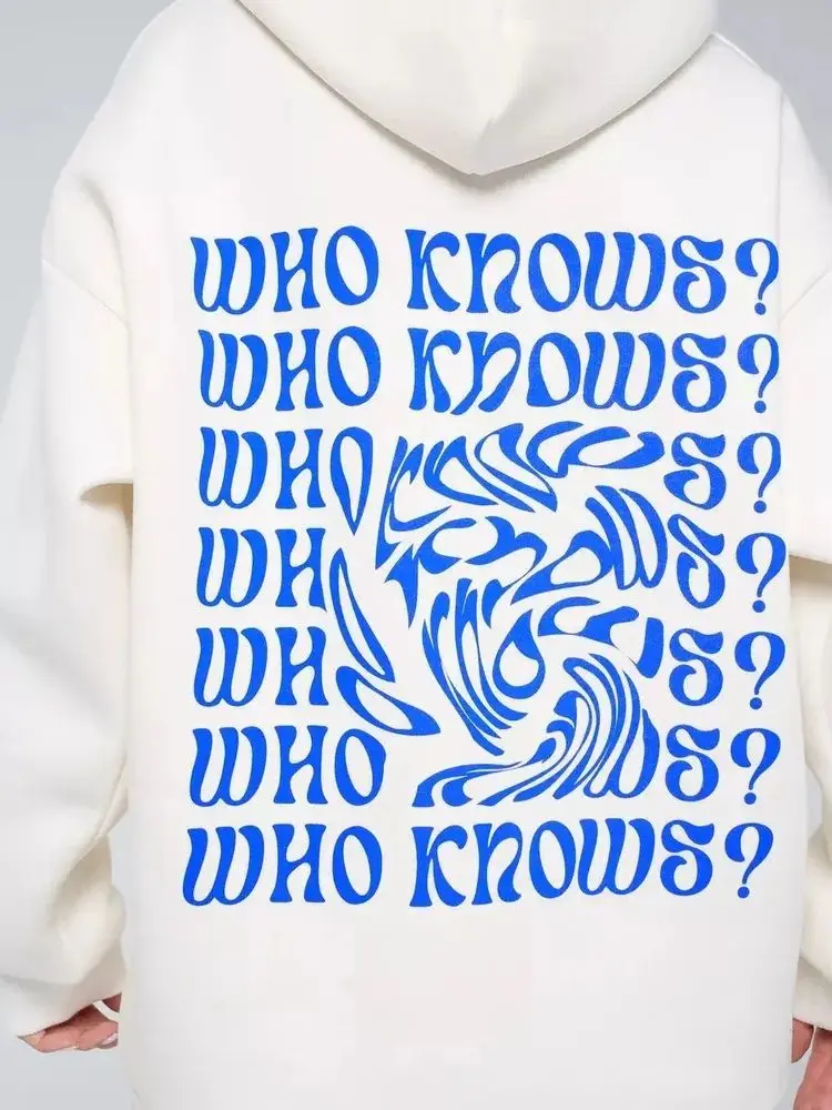 Zabawne Litery Nadrukowane Jesień Zima Bluza z Kapturem Amerykańska Biała Luźna Codzienna Nowa Leniwa Modna Wszechstronna