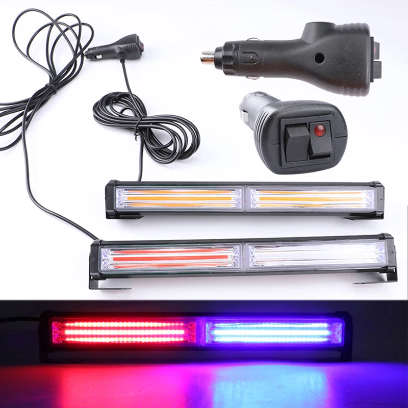 COB Flash LED Bar Light Warning Lamp High Power 30W Police dual color Running Light Worklights for golf 7 bmw e46 e90 e39 f10