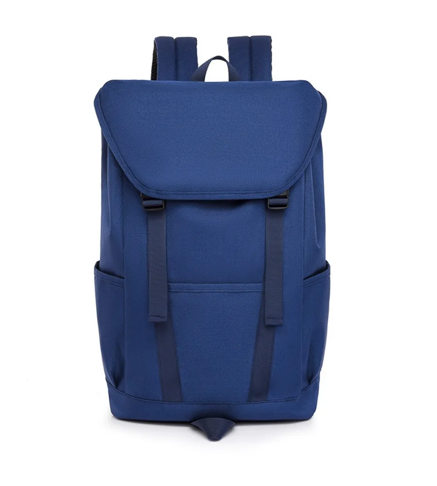 Royal blue flip top canvas backpack anti splash adjustable straps for college students daily schooling weekend outdoor travel