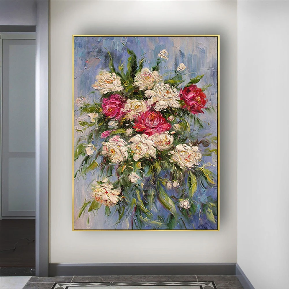 

Nordic Botanical Oil Painting Modern Beautiful Flowers On Canvas Abstract Handmade Wall Art Pictures For Living Room Decor Wall