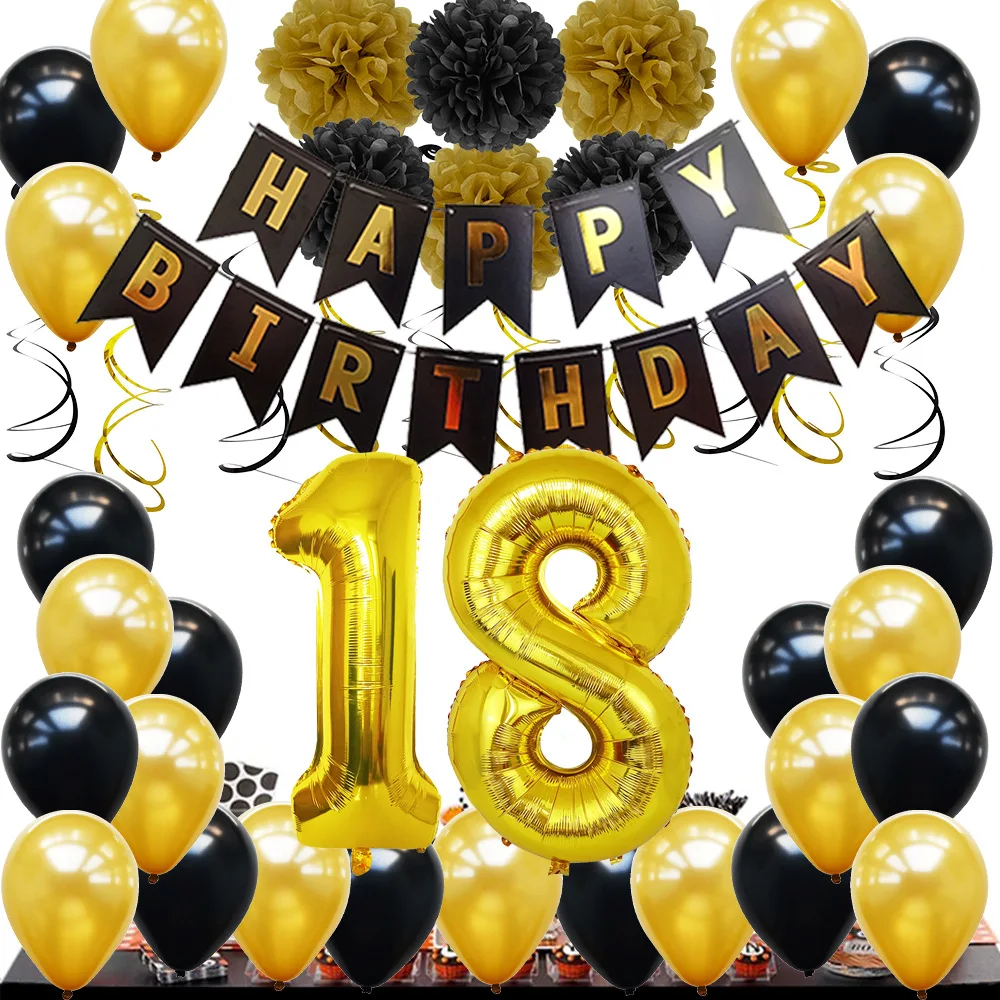 

18th Happy Birthday Decorations Party Supplies Latex Balloons Rose Gold Number Decor Accessories 21th Girl Ornament Favors