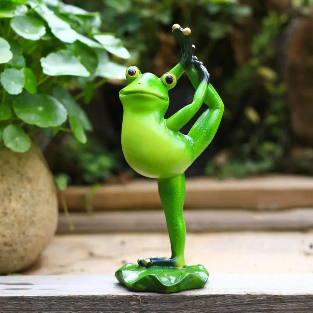 Micro Landscape Resin Yoga Frog Statue Creative Waterproof Animal Sculpture Simulated Funny Miniatures Figurine Flowerpot