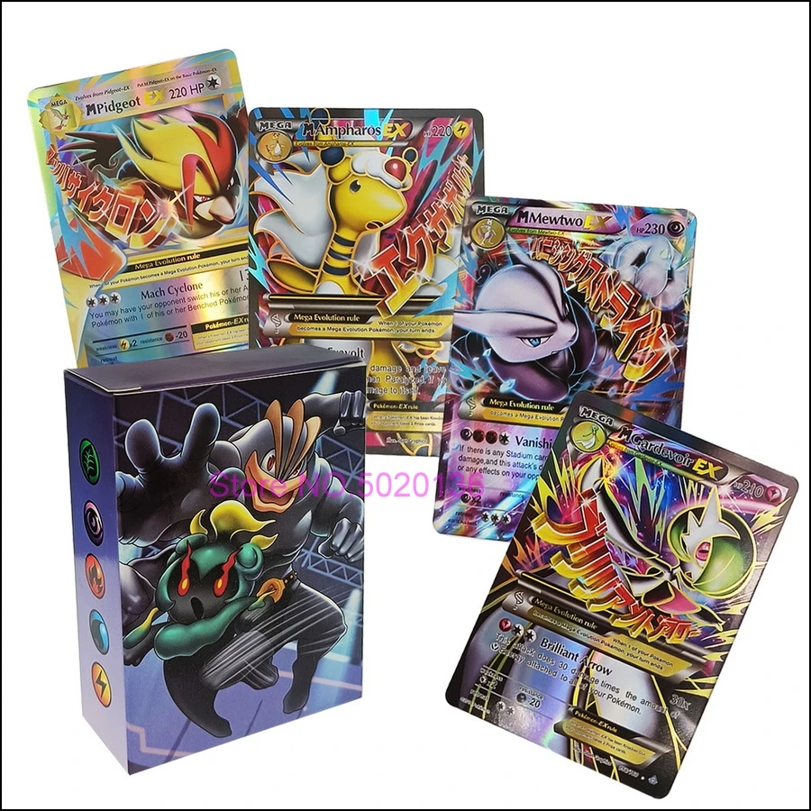 30 60 100 English Pokemon Card Vmax GX Tag Team EX Mega Game Battle Carte Trading Children Toy