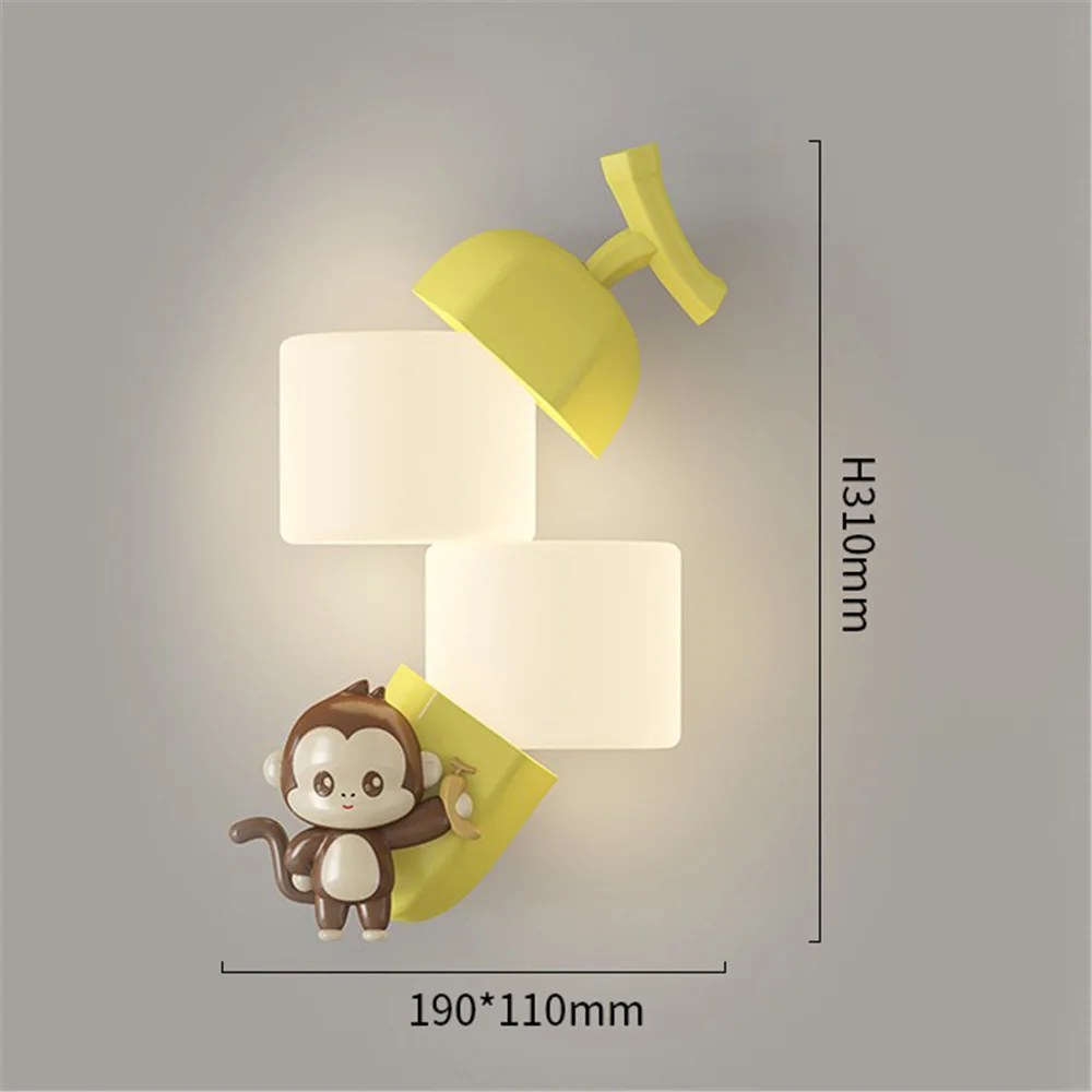 Children\'S Monkey Panda Pe Led Wall Lamp Kids Bedroom Study Nursery Dessert Shop Corridor Home Decor Sconces Baby Night Lights