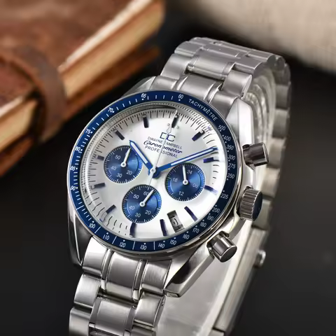 DWAYNE CAMPBELL Mineral Crystal Glass Men's Chronograph Watch 42mm 316L Stainless Steel 50M Waterproof VK63 Movement Business Sp