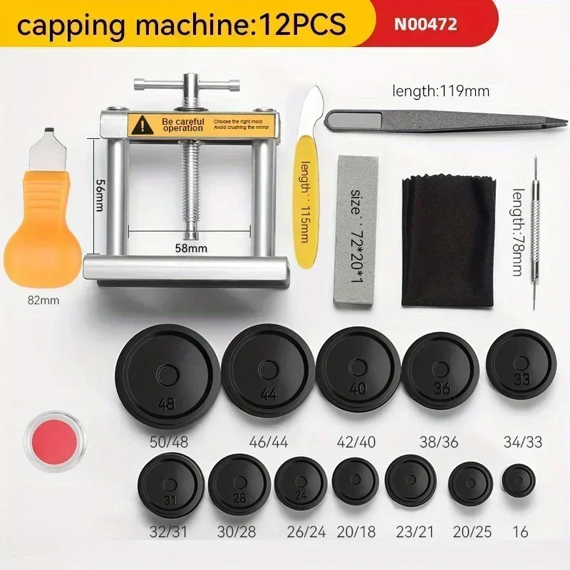 19pcs/set Watch Metal Capping Machine Set Desktop Wrist Watches Back Case Cover Press Screw, Close Watchmakers Hand Repair Tools