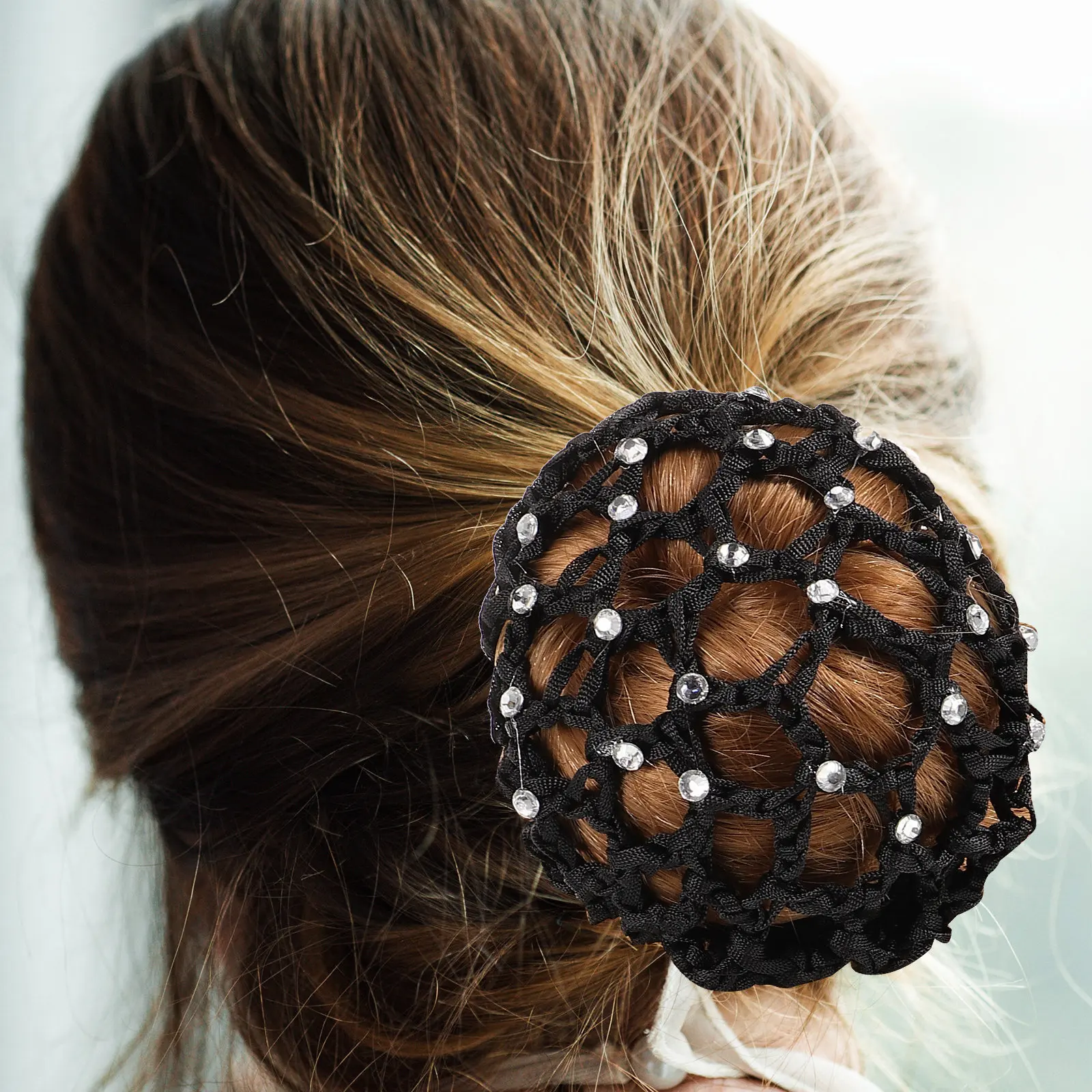 

5Pcs Crystal Hairnets for Women Hair Bun Cover Net Rhinestone Hair Styling Accessories for Hotel Waitresses Ballet Girls Nurse
