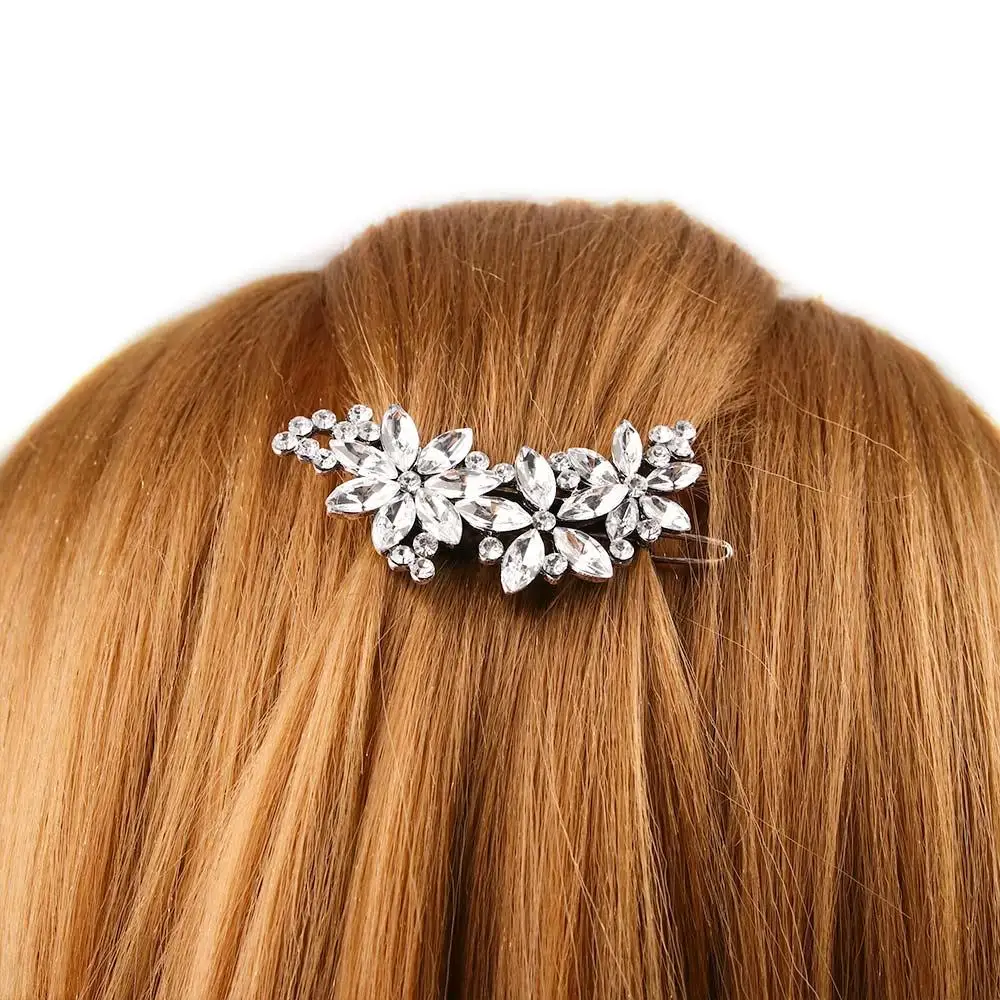 Милые заколки для волос со стразами для девочек, аксессуары, заколка для волос невесты, ювелирные изделия с кристаллами, цветок