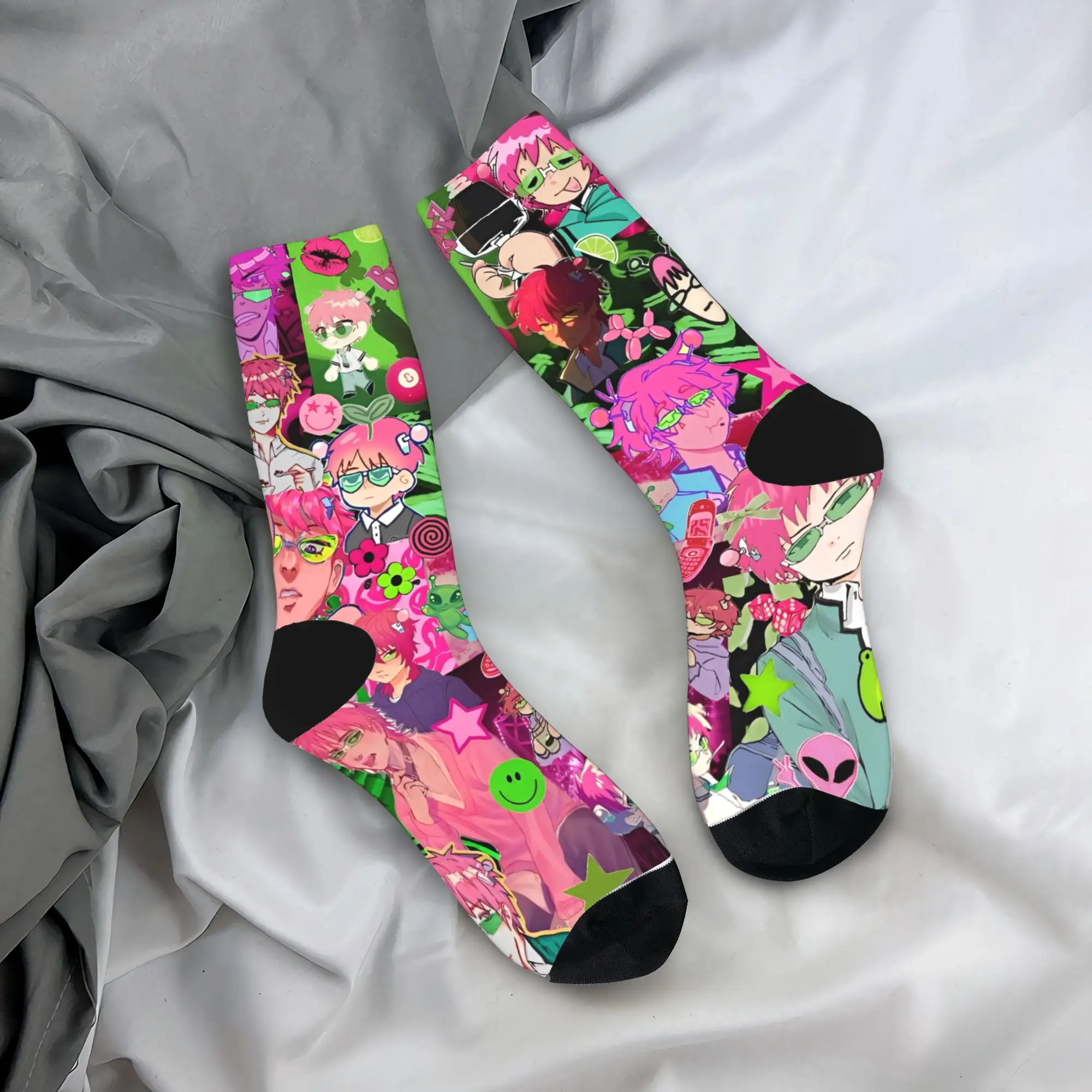 جوارب Saiki K Anime جوارب أنيقة للنساء والرجال جوارب ناعمة لركوب الدراجات جوارب ربيعية مطبوعة مضادة للانزلاق