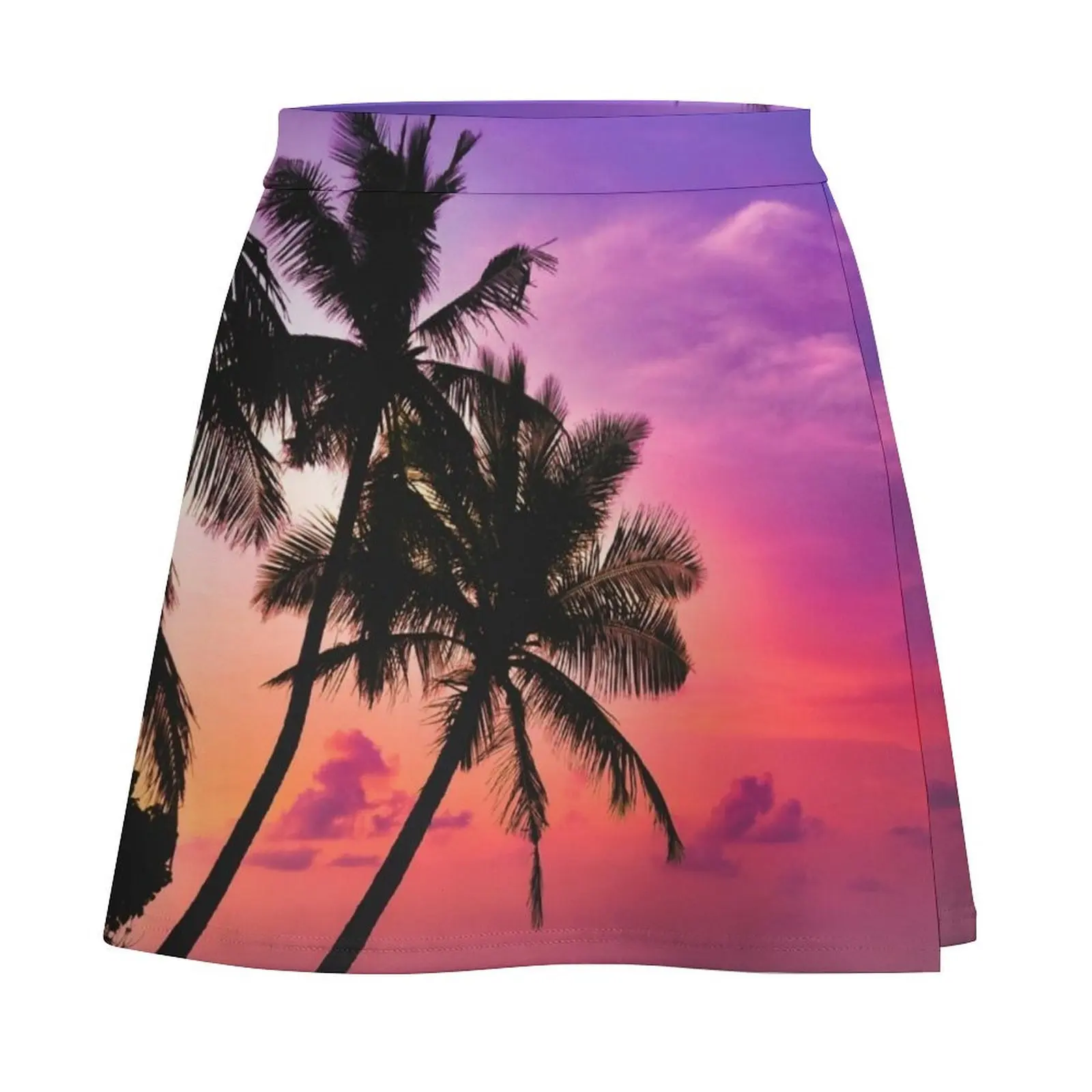 Beautiful Tropical Pink Palm Tree Sunset Mini Skirt Skirt pants skirts for women 2025 Mini Skirt