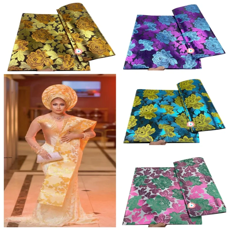 2024 African Hot Sales Sego Gele Nigerian Printing Embroidery 064 Headtie Wrapper Cap For Wedding Party 2Pcs/Bag