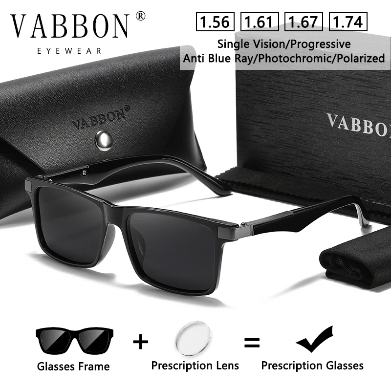 

Vabbon High-Quality Anti-Blue Light Myopia Glasses for Men, Customized Prescription Glasses, Trendyy Anti-Fatigue Flat Glasses, Retro Frames, Photochromic Glasses 855