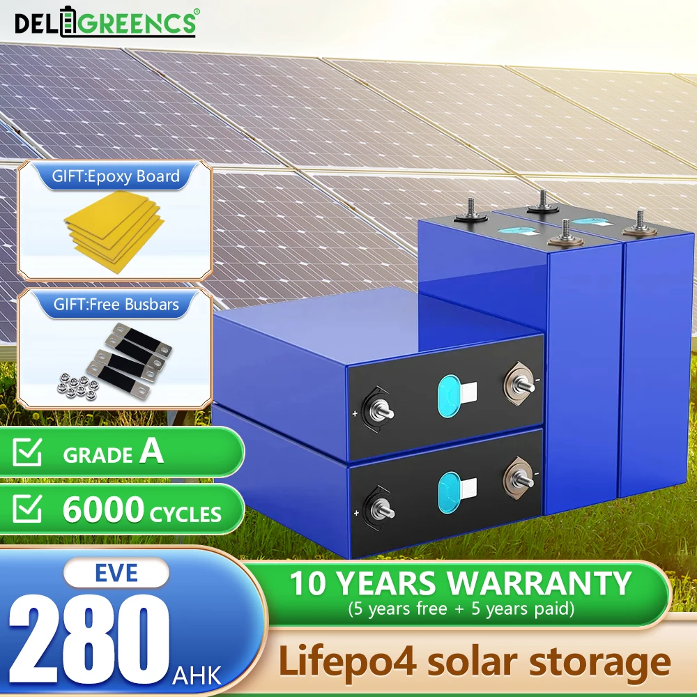 

Lifepo4 3.5KWH 7.1KWH 15KWH 12V 24V 48V 280AH 3.2V Battery EVE 280AHK 6000 Cycles Grade A+ Lithium Iron Phosphate Solar Energy