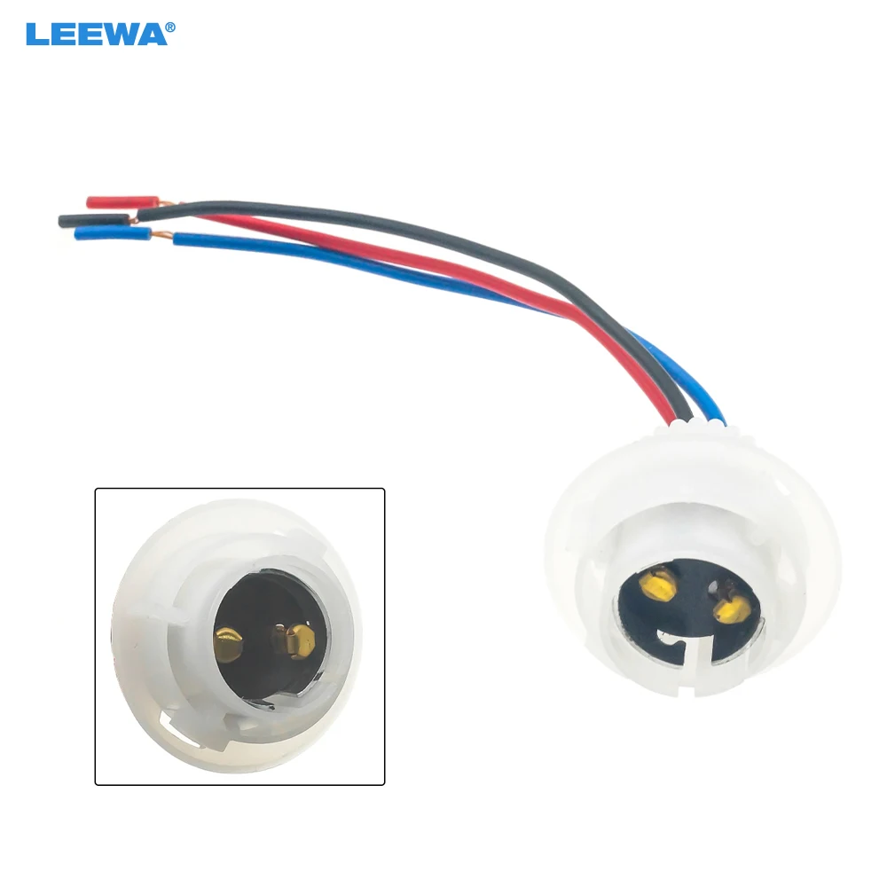 

LEEWA Car 1157 BA15D Lamp Bulb Socket Adapter Single Claw Lamp Holder Brake Signal Light Socket Base with Wire #CA7649