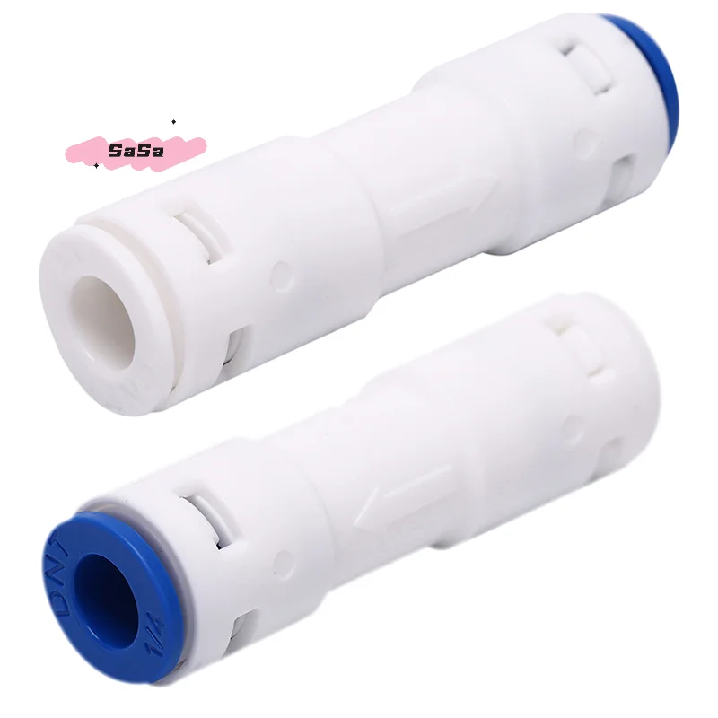 

Push-In Check Valve for Non-Return Water Reverse Osmosis System Filters 1/4" Diameter Black ABS Material for Plumbing