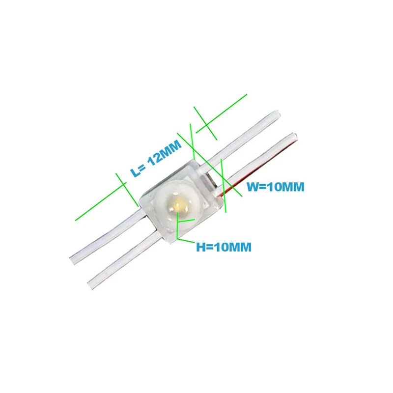 20pcs 12V Small Mini Led Injection Module 0.6w 1 LED Single LED Module 12mm*10mm Mini Channel Letter Narrow Backlight Sign IP65