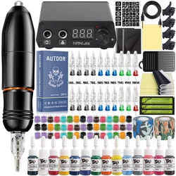 Tattoo Machine Pen Kit Rotary Tattoo Pen Machine Set with Cartridge Needle Power Supply Ink RCA/DC Interface for Tattoo Beginner