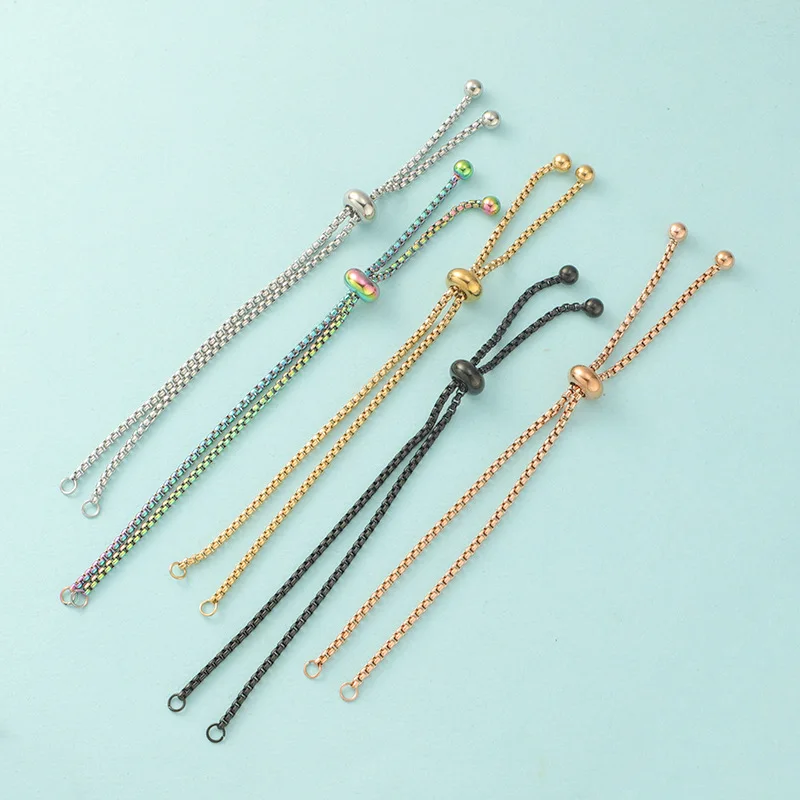 10 sztuk/partia Stal Nierdzewna Suwak Łańcuszek Pudełkowy Dwa Oczka Złącze Zawieszka do Tworzenia Biżuterii DIY Przedłużka Bransoletki Akcesoria