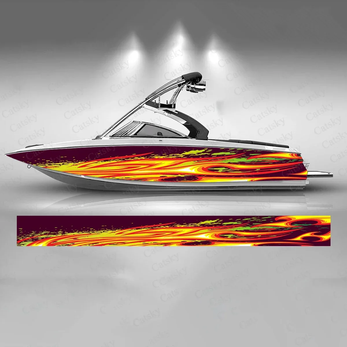 Abstract Flame Geometry Boat Sticker Fashion Custom Fish Boat-Sticker Vinyl Waterproof Boat Wrap Graphic Boat Wrap Decal