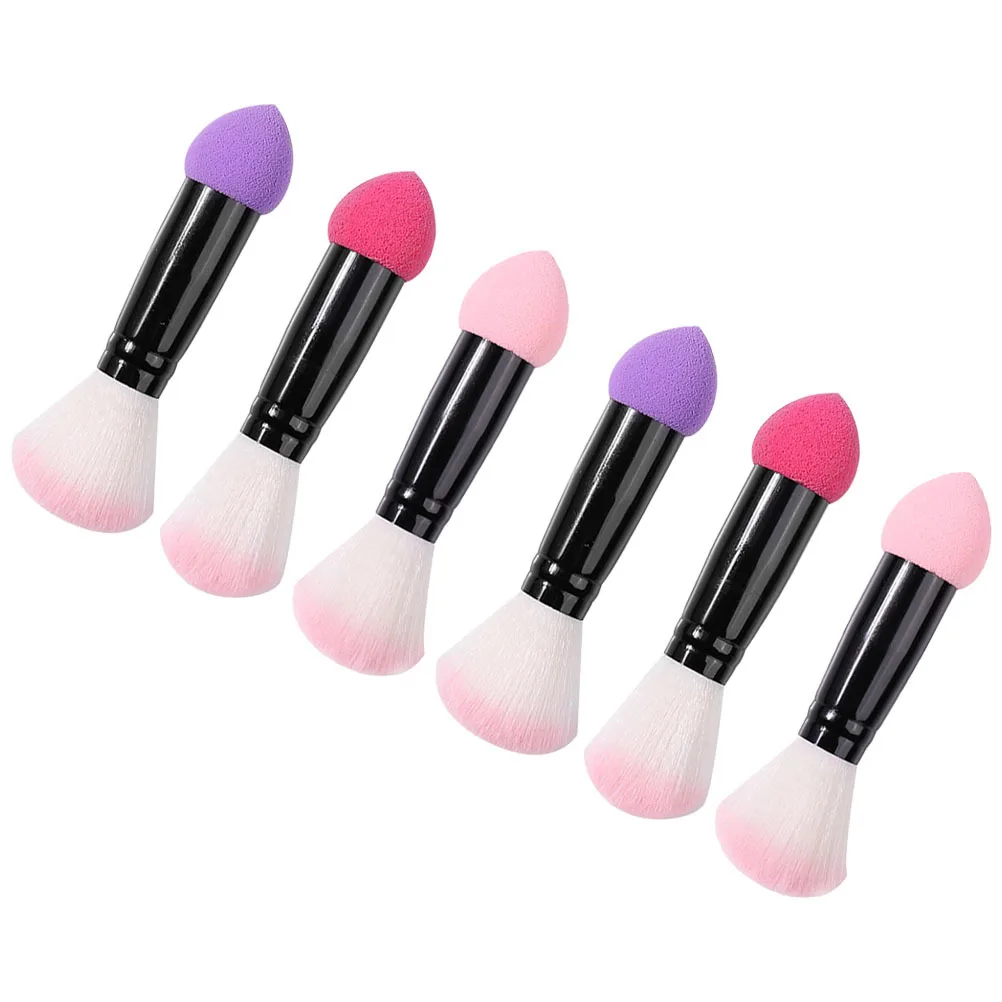 6 قطع من فرش المكياج ذات الأطراف المزدوجة، أداة وضع بودرة أحمر الخدود وبودرة المدمجة لمجموعة فرش الوجه ذات اللمسات النهائية الناعمة للنساء #3