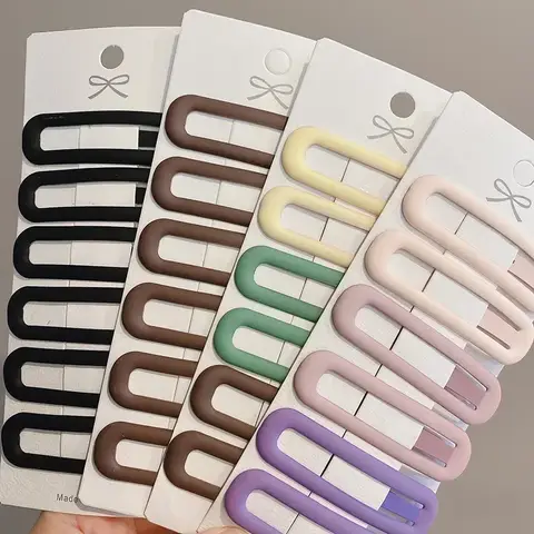 6pc 패션 실용 다목적 Morandi 컬러 BB 머리핀 헤어 사이드 클립 여자 여자 어린이 어린이 숙녀 헤어 액세서리