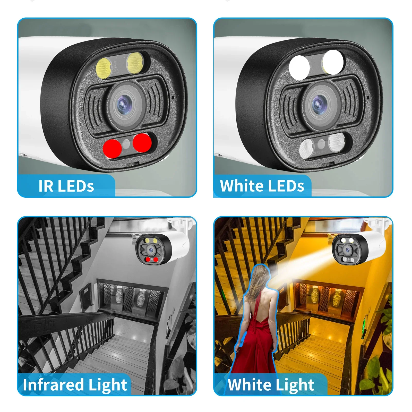Gadinan 5MP Wireless CCTV Sorveglianza WiFi Telecamera bullet Rilevazione movimento esterno Telecamera di protezione di sicurezza con scheda SD 128G