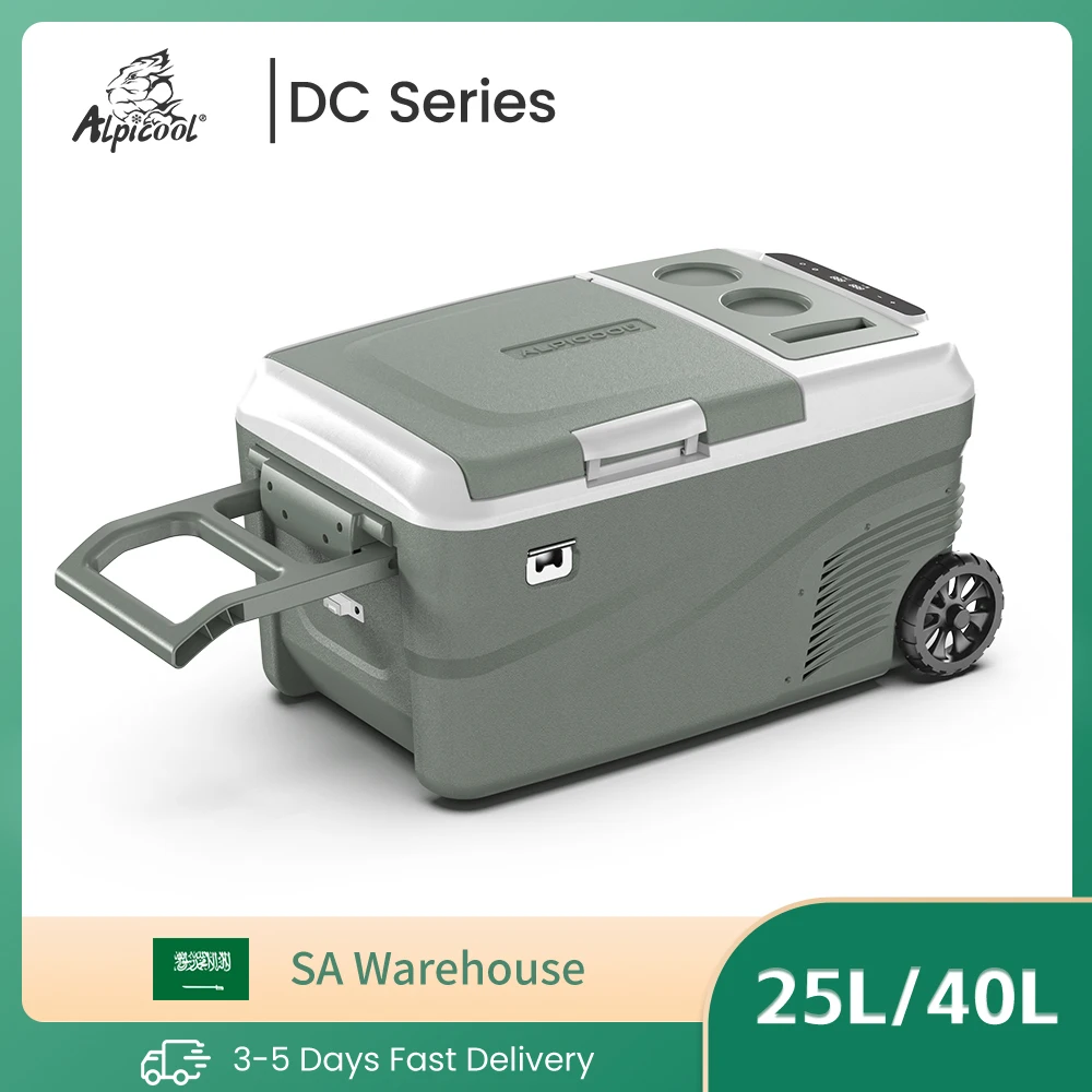 Alpicool DC 25L 40L Portable Car Refrigerator 12 Volt Compressor Fridge Freezer Dual Zone with Wheel & Handle for Camping Picnic