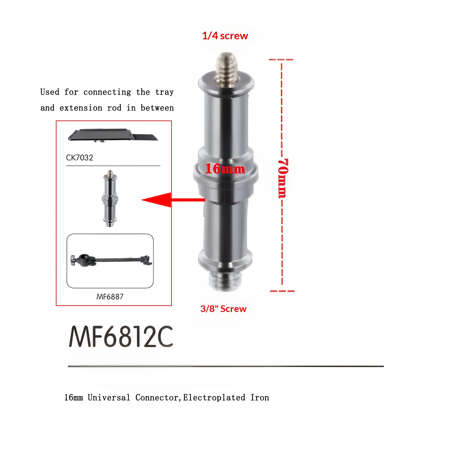 Portable Foldable Leg MF6880 Light Stand Gun Handle Laptop Tray Wheel Photography Dysprosium Light Space Accessory