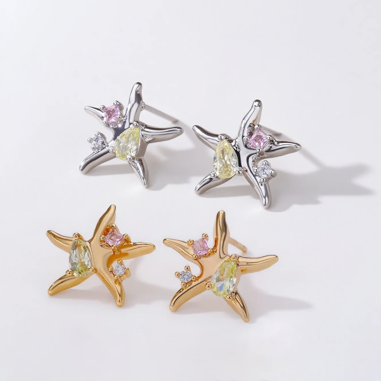 

New Zircon Little Star Fish Stud Earrings For Women Children Minimal Starfish Fashion Summer Beach Jewelry Gift Accessories