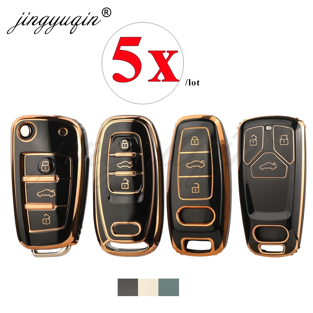 5pcs New TPU Car Flip Smart Key Cover Case Fob For Audi A1 A3 8P A4 A5 A6 C7 A7 S3 S7 S8 R8 Q2 Q3 Q5 Q7 Q8 SQ5 C5 C6 TT RS3 RS6