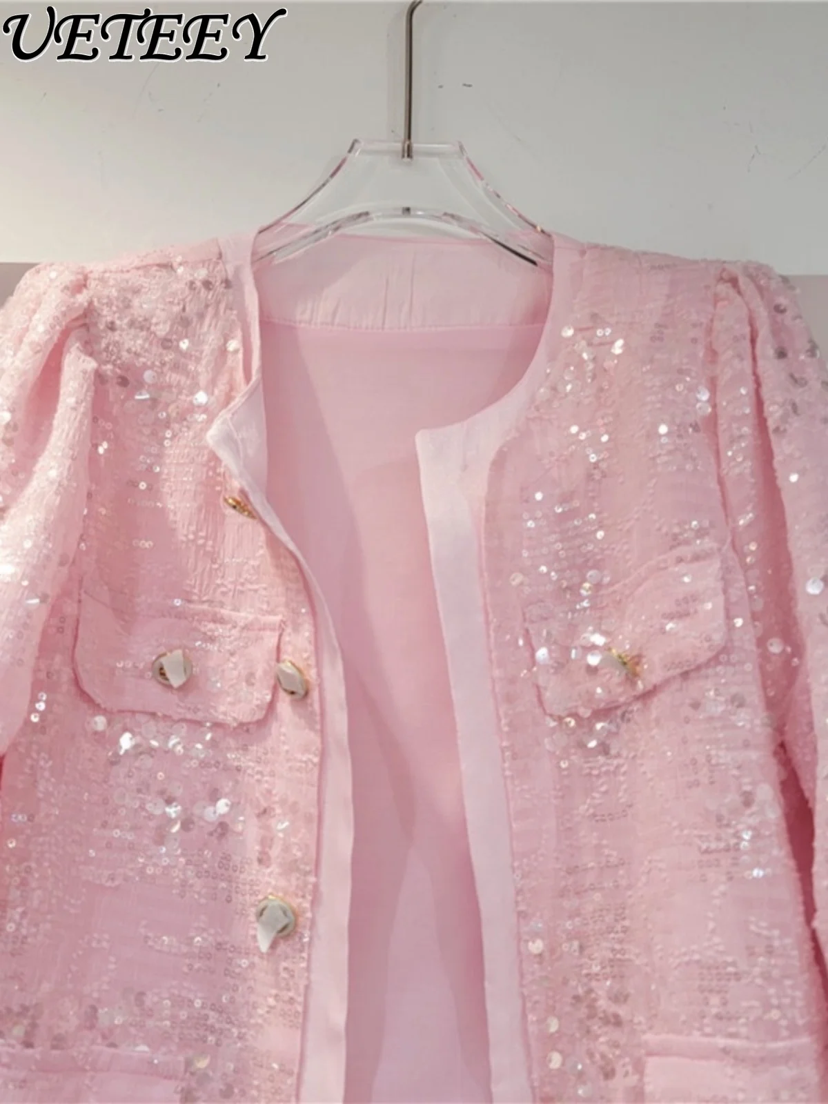 Heavy Industry Fashionable Design Versatile Sequined Sun Protection Coat for Women 2023 Summer New Socialite Short Jacket