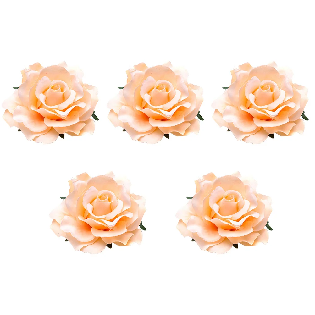 

5pcs 10Cm Artificial Rose Brooch Pin Lifelike Cloth Flower Corsage For Wedding Bridal Floral Hair Clip Dress Accessory Rose