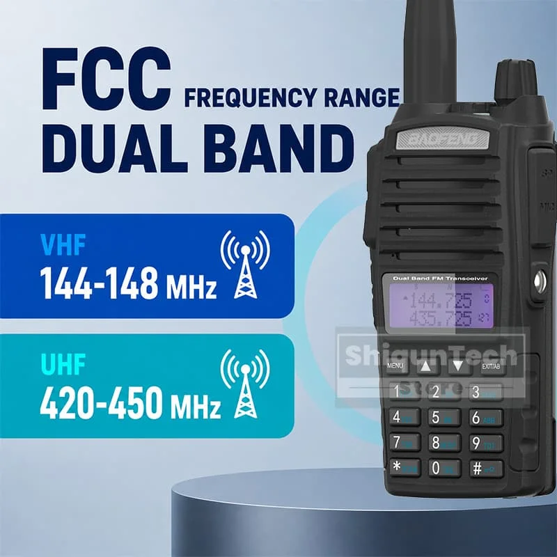 Baofeng UV-82 FCC Version Walkie Talkie 5W 144-148MHZ/420-450MHZ VHF UHF Dual PTT Dual Display Portable Two Way Radio Ham Radios
