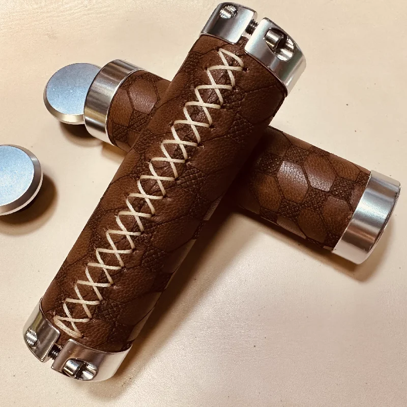 MTB bicycle leather grips deerskin for brompton for dahon bike grips 90mm 100mm 110mm 120mm 130mm view 2