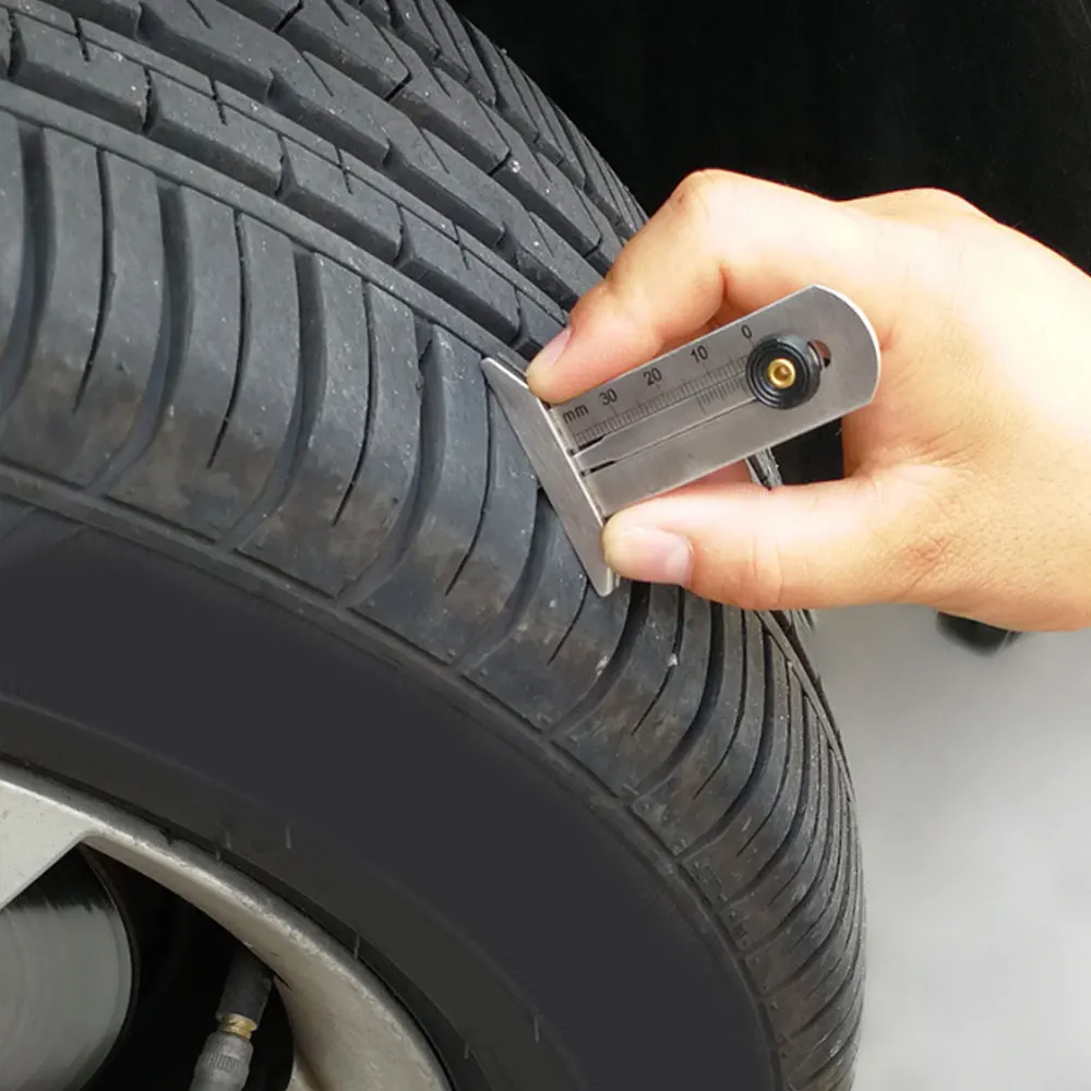 

1pc Car Stainless Steel Rim Pattern Meter Ruler Tyre Tire Tread Depth Gauge 0-30/0-60mm Wheel Thickness Digital Measuring Tool