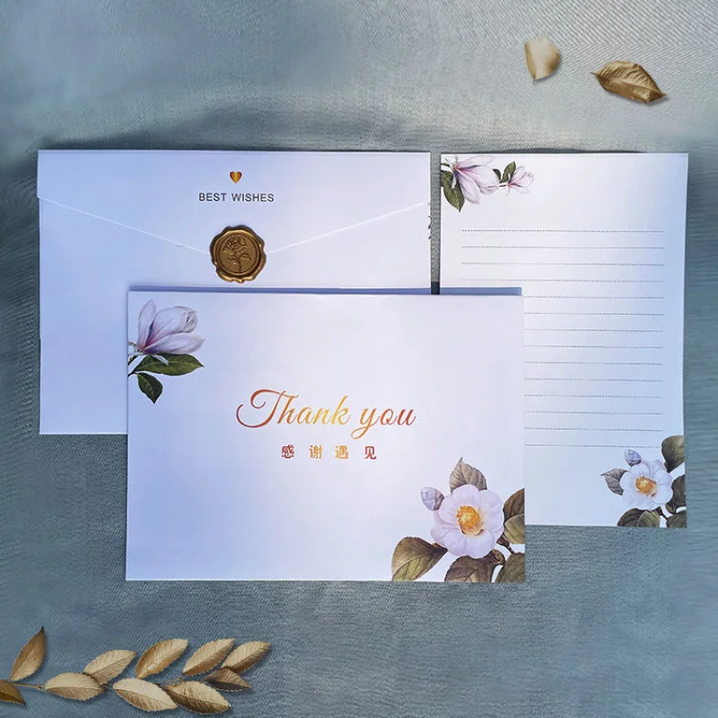 

Custom. A5 White Envelope Artistic Fashion Simple Korean Style in Stock Hand Painted Vintage Paper Flower Letter Paper Envelope