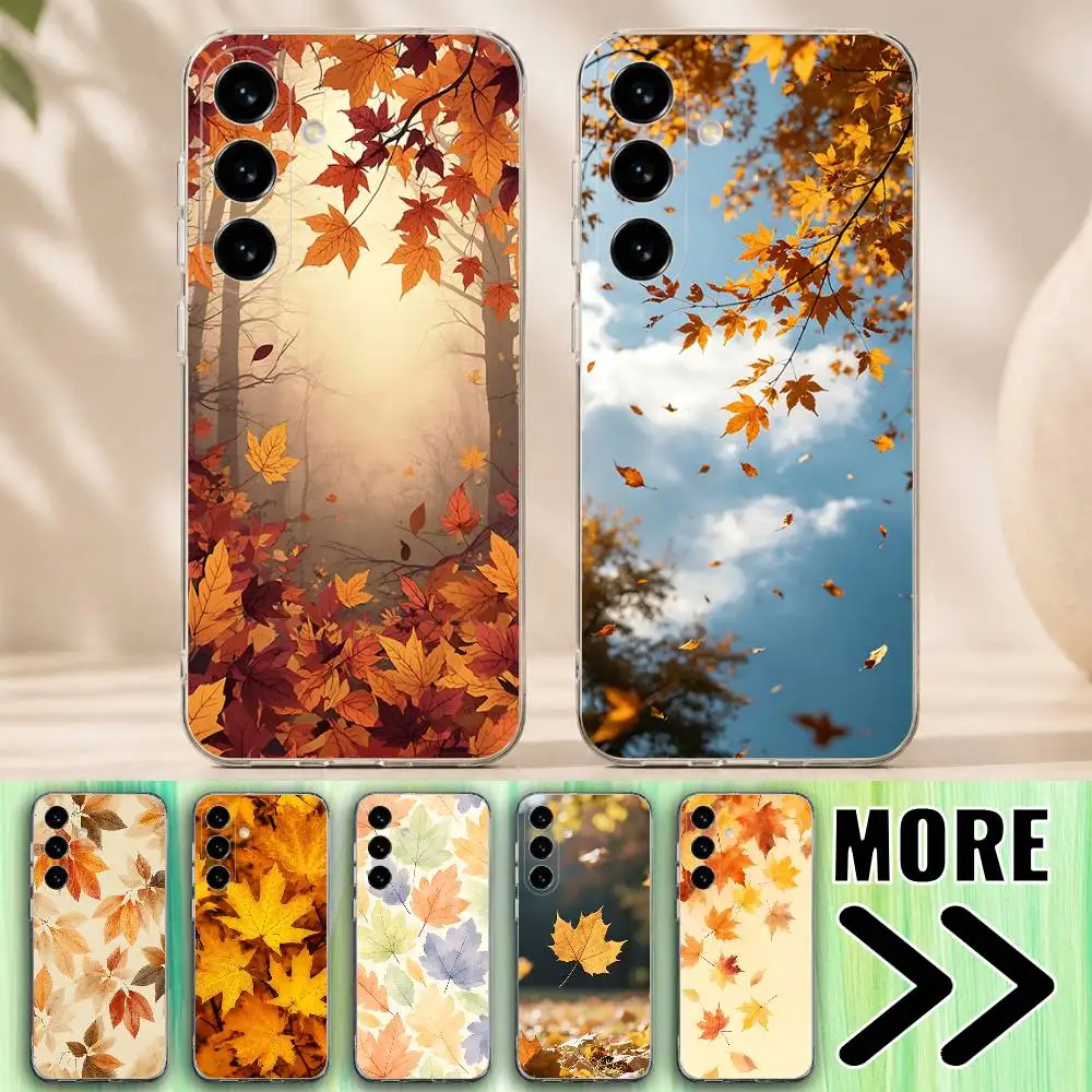 Autumn Fall Maple Leaf Phone Case for Samsung Galaxy A10 A12 A21S 30S A30 31 51 52 70 71 Transparent Bumper