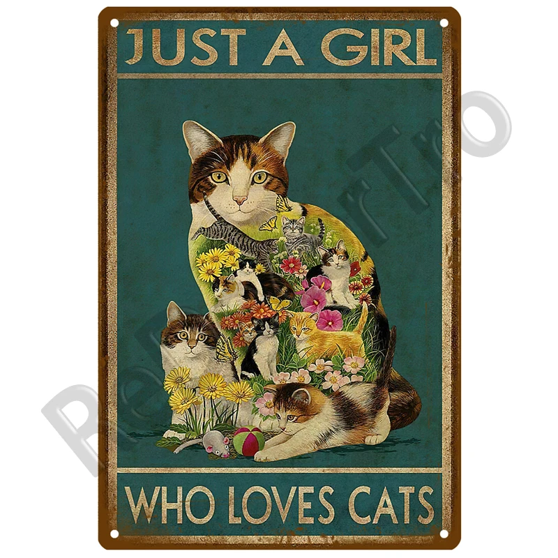 Retro Black Cat Metal Vintage Poster Funny Dog Wall Art Pet Sign Cafe Mural Plaque Metal Sign Tin Sign Plate Bathroom Home Decor