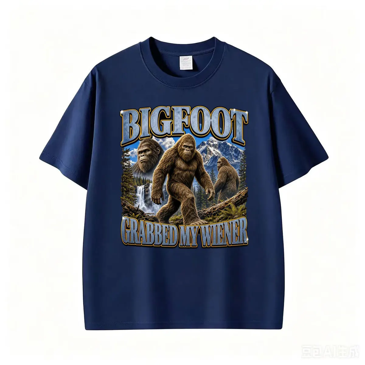 Funny Bigfoot Grabbed My Wiener Meme Graphic T Shirt Gift Men Women Retro 90s Gothic Fashion T-shirts Summer Tops O-Neck T-shirt