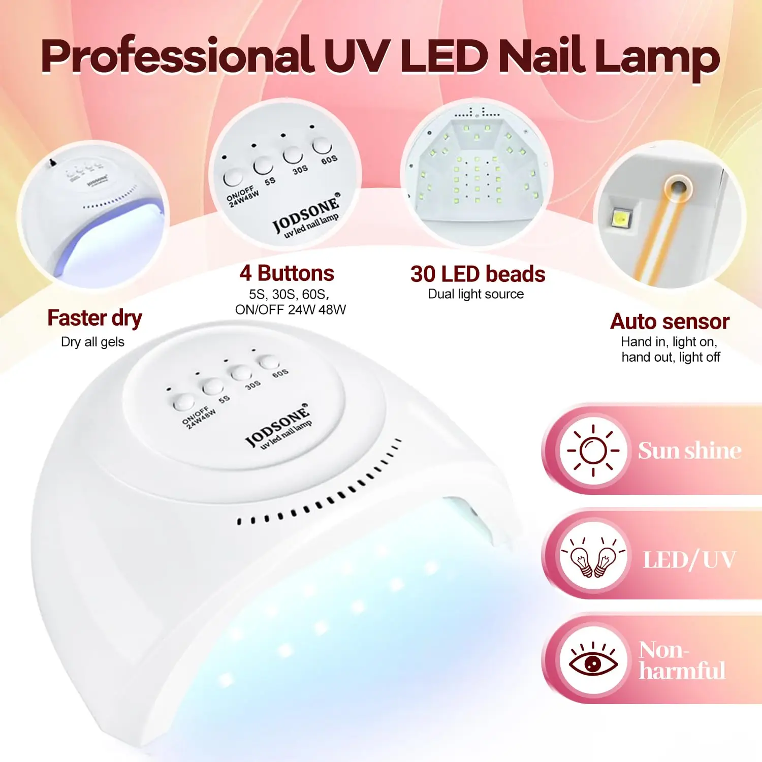 Kit de esmalte de uñas de gel de 100 botellas con lámpara LED UV, 95 colores que incluyen brillos, base y abrigos superiores para manicura duradera