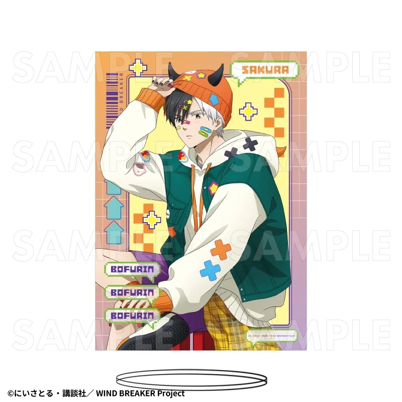 Anime WIND BREAKER Haruka Sakura Demon Decorated Hoodie Collection Rectangle Acrylic Stand Model Plate Keychains Desk Decor