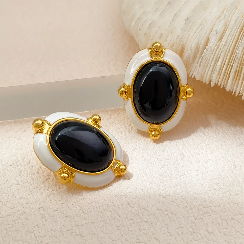 Retro Jewelry Elegant Temperament Green Resin Earrings For Women Gift Vintage Style Big Oval Ear Accessores