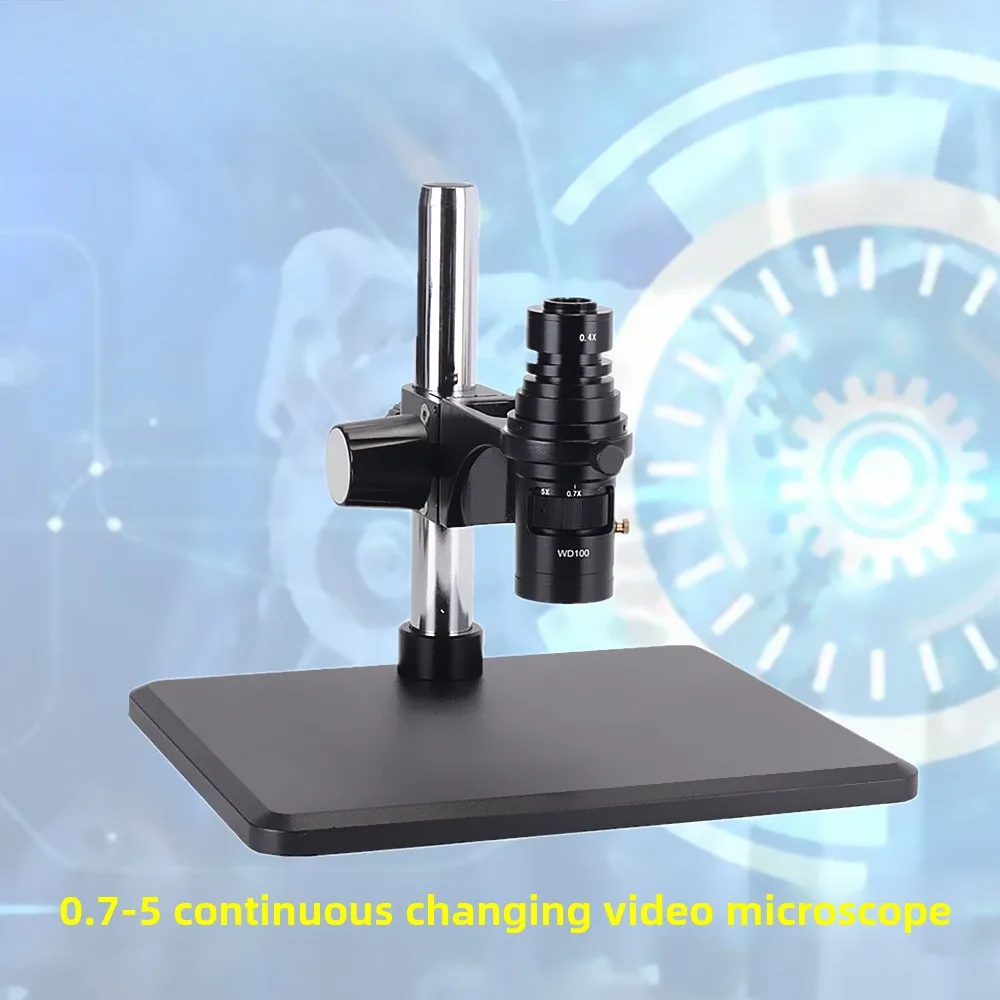 

High definition large depth of field 0.7-5 X single cylinder continuous variable magnification video microscope electron