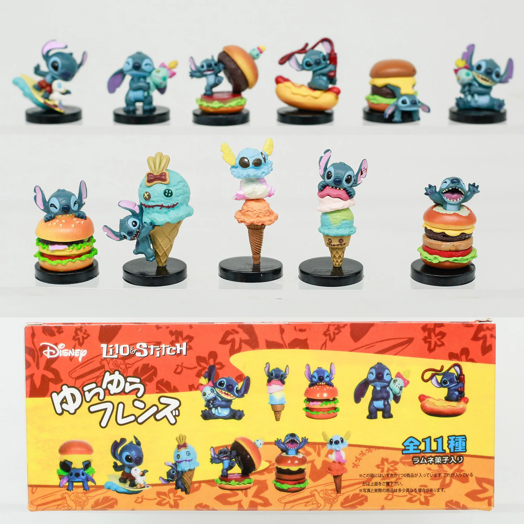 Disney Lilo y Stitch hamburguesa postre helado serie caja ciega regalos juguete modelo Anime figuras coleccionar adornos